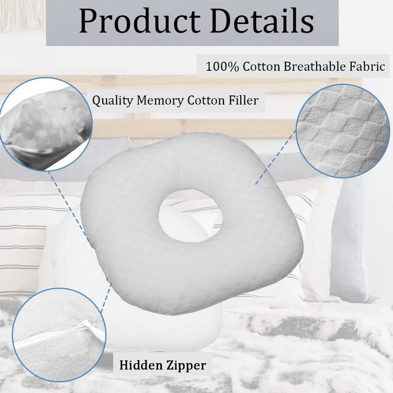 Wuronsa Ear Piercing Pillow for Side Sleepers  Pillow with an Ear Hole for CNH and Ear Pain Ear Inflammation Pressure Sores  O-Shaped Side Sleeping Pillow  Ear Guard Pillow - Image 5